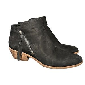 Sam Edelman PACKER Womens 7M Black Suede Leather DualSide Zips Ankle Boots
